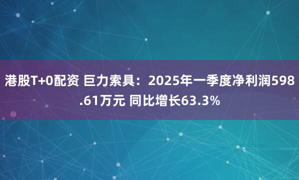 港股T+0配资 巨力索具：2025年一季度净利润598.61万元 同比增长63.3%